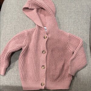 Old navy pink Knit Hooded Cardigan baby 18-24 months